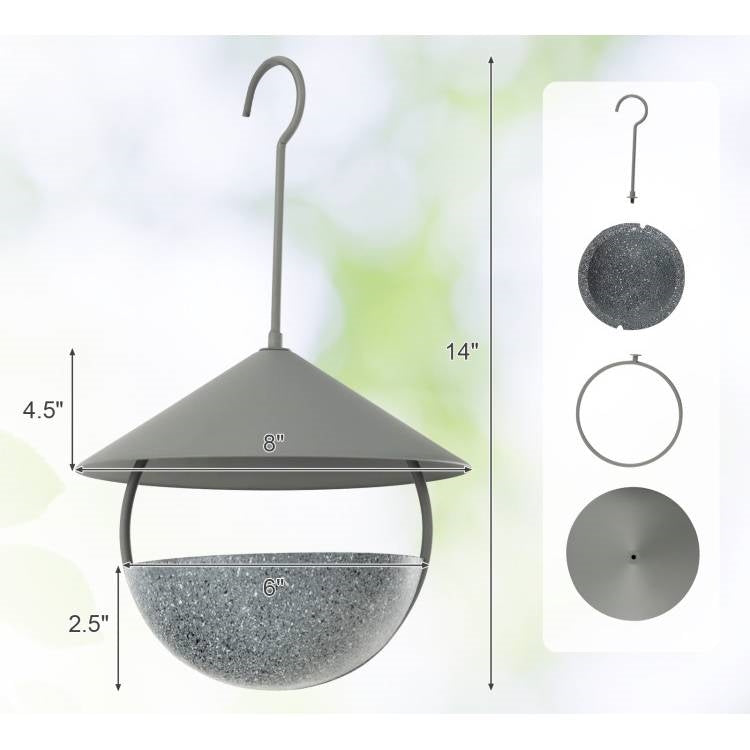 Fast Furnishings Small Hanging Bird Feeder with Metal Cone Rain Protector Top