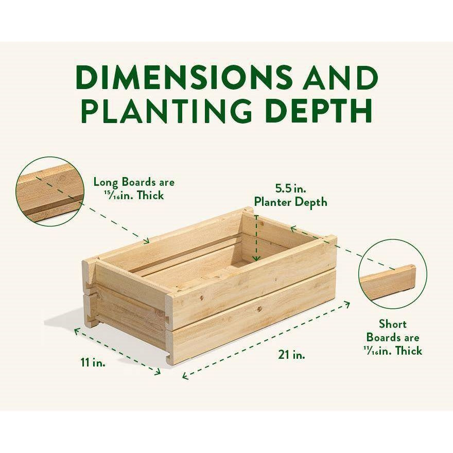 Fast Furnishings Natural Unfinished Cedar Wood Planter Box 21-inch x 11-inch - Made in USA