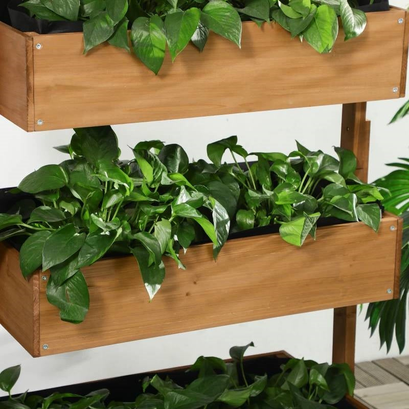 Fast Furnishings 4 Tier Vertical Wooden Planter Box Raised Bed Natural