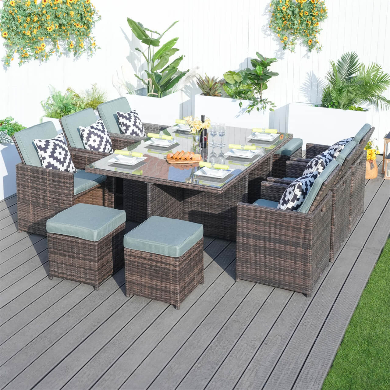 Direct Wicker's Patio Dining Set with 6 Seats, Rectangular Table, and Chairs - PAD-3234