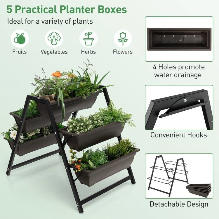 Fast Furnishings 3 Tier Patio Raised Garden Bed Planter Boxes Herbs Flowers Vegetables