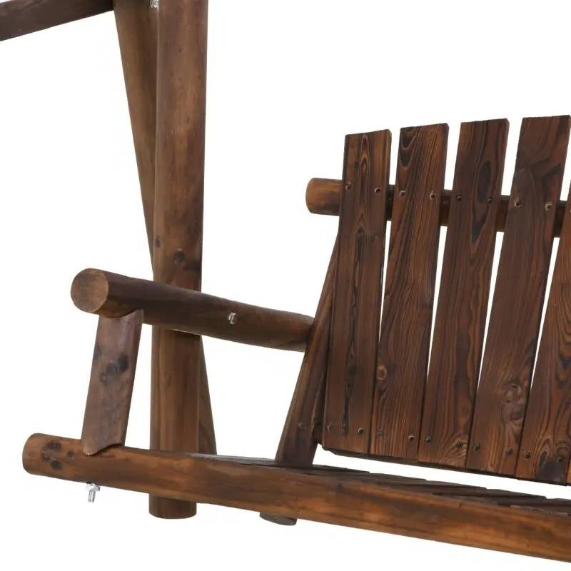 Fast Furnishings FarmHouse Log A-Frame 2-Seat Wooden Swing Bench