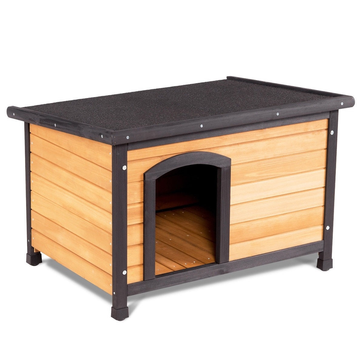 Fast Furnishings Large Wood Log Cabin Style Outdoor Dog House