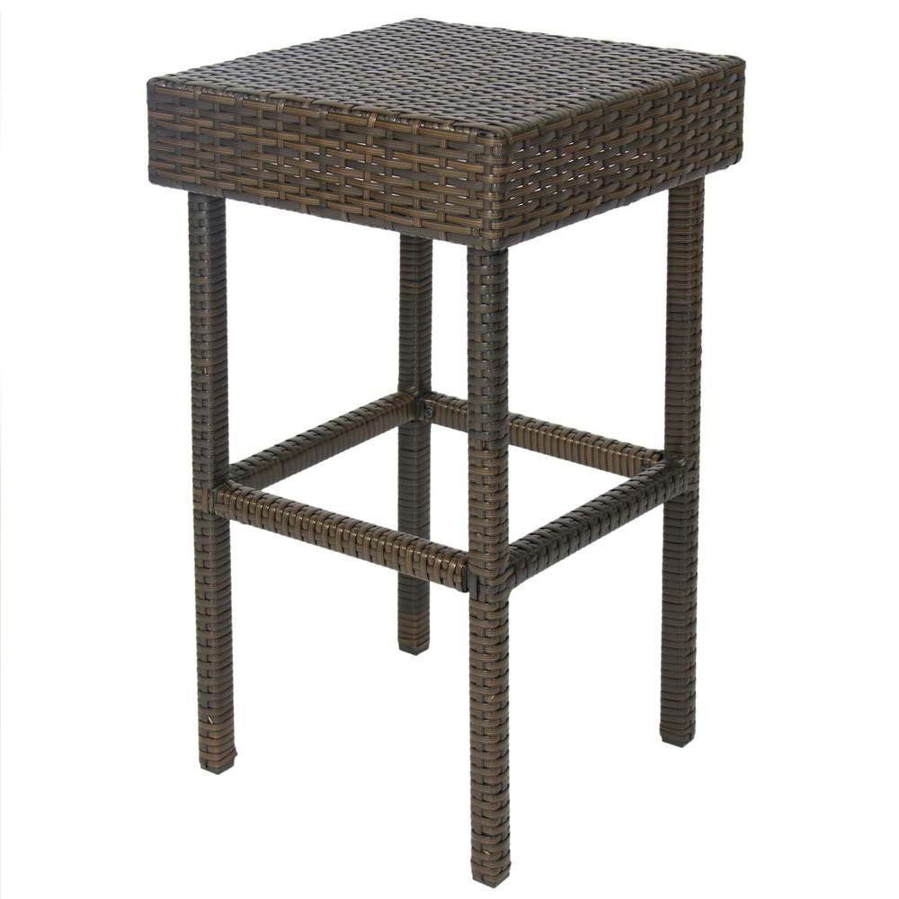 Fast Furnishings Outdoor 3-Piece PE Wicker Bar Set with Table and Stools