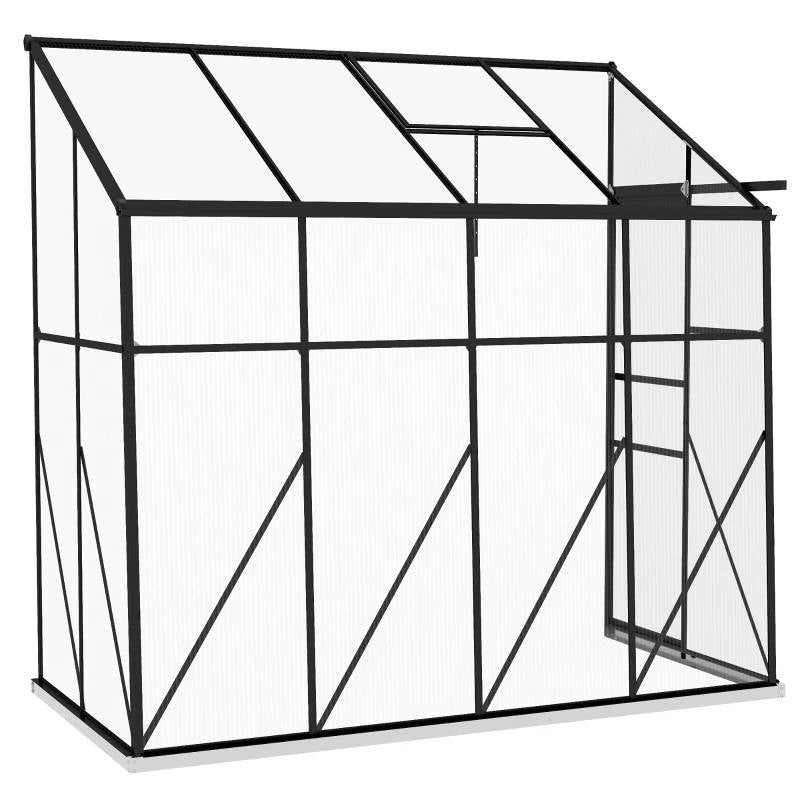 Fast Furnishings 8.3 ft x 4.1 ft Outdoor Polycarbonate Lean-to Greenhouse with Black Metal Frame