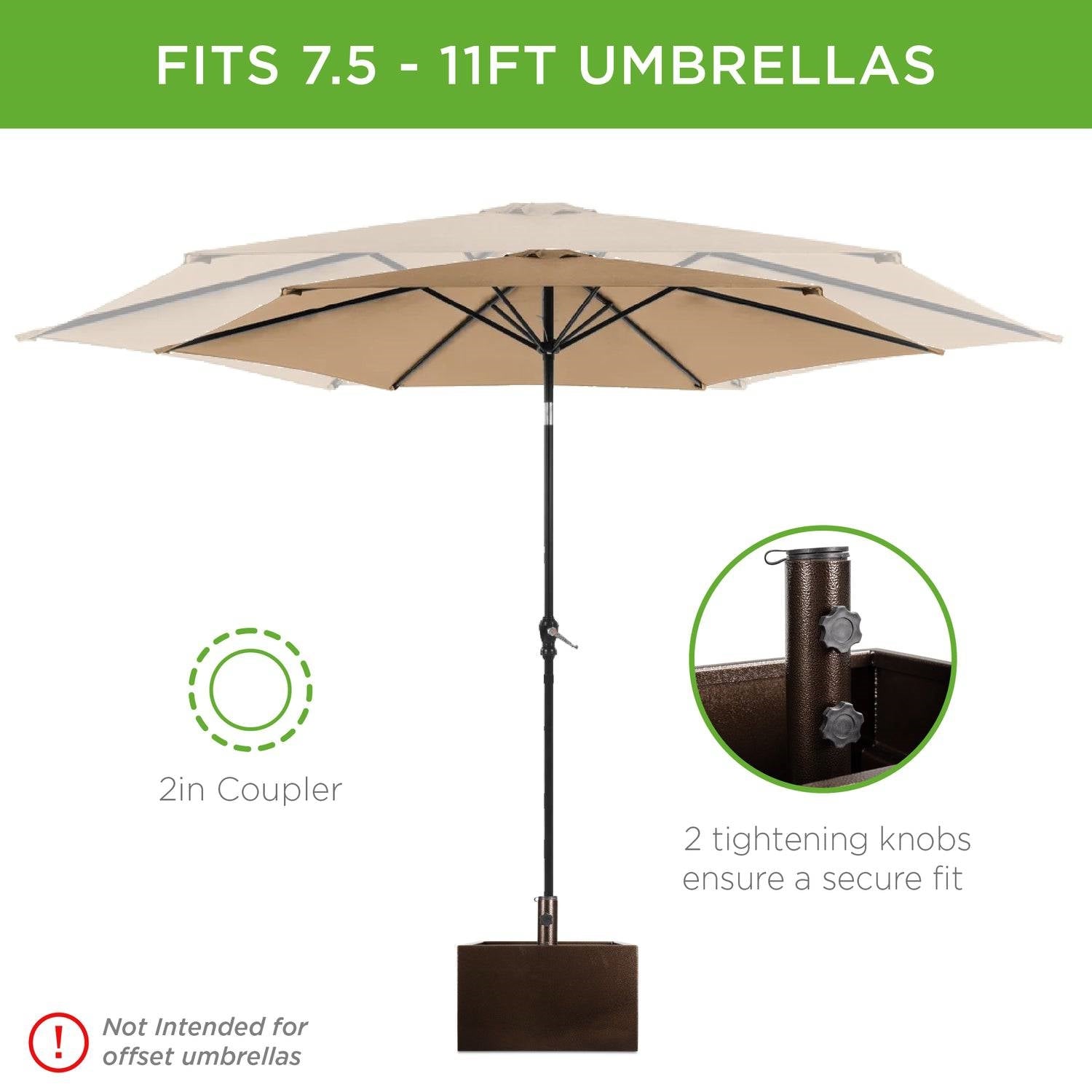 Fast Furnishings Portable Wheeled Powder Coated Steel Umbrella Base Stand / Planter Box