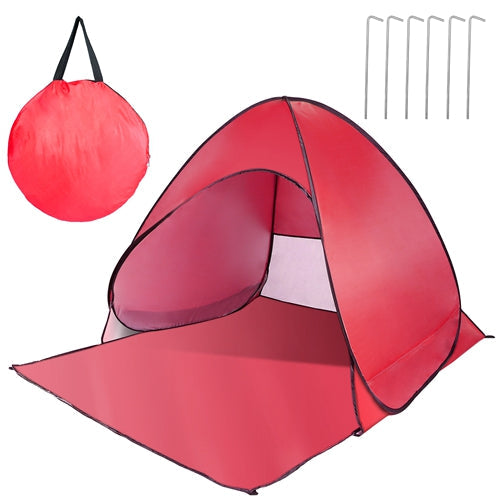 Pop Up Beach Tent Sun Shade Shelter Anti-UV Automatic Waterproof Tent Canopy for 2/3 Man w/ Net Window Storage Bag for Outdoor Beach Camping Fishing P - Red by VYSN