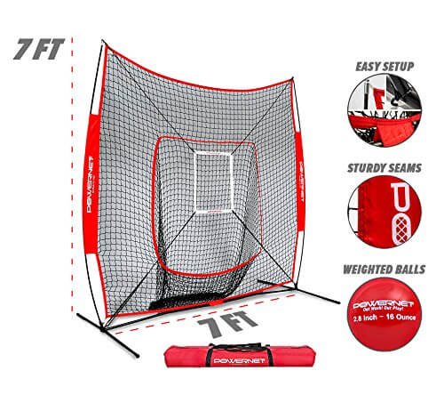 PowerNet DLX 2.0 Baseball Softball Hitting Net System with 3 Weighted Balls by Jupiter Gear