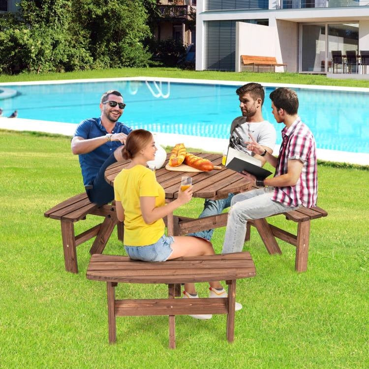 Fast Furnishings Solid Cedar Wood Outdoor Picnic Table with 3 Benches Patio Garden Dining Set