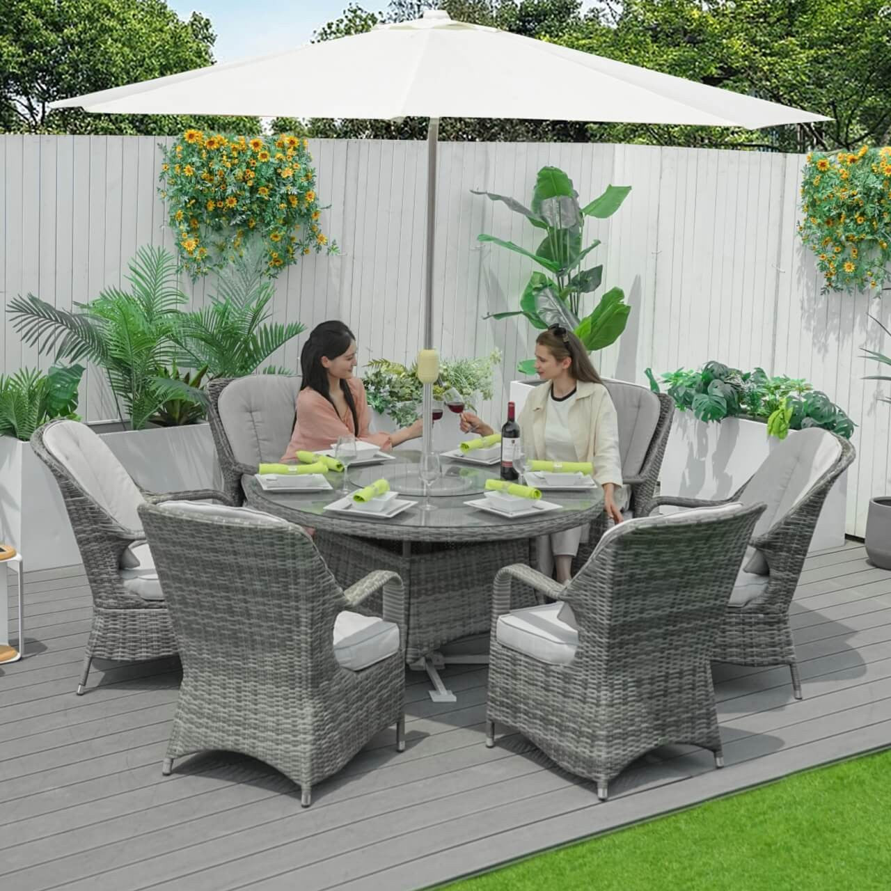 Direct Wicker Patio 5-Piece Aluminum and Wicker Dining Set with Square Table