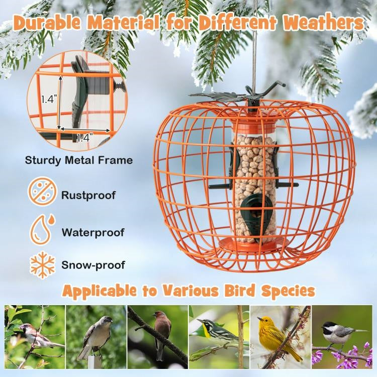 Fast Furnishings Outdoor Squirrel Resistant Orange Metal Mesh Small Bird Feeder