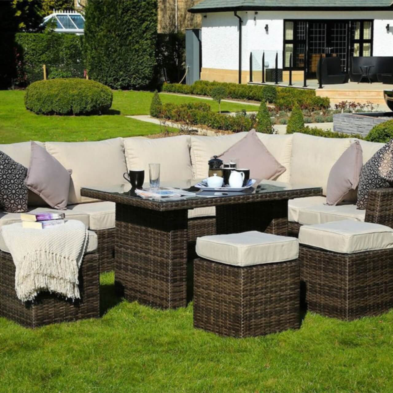 Direct Wicker 8-Piece Patio Seating Sofa Set with Cushions