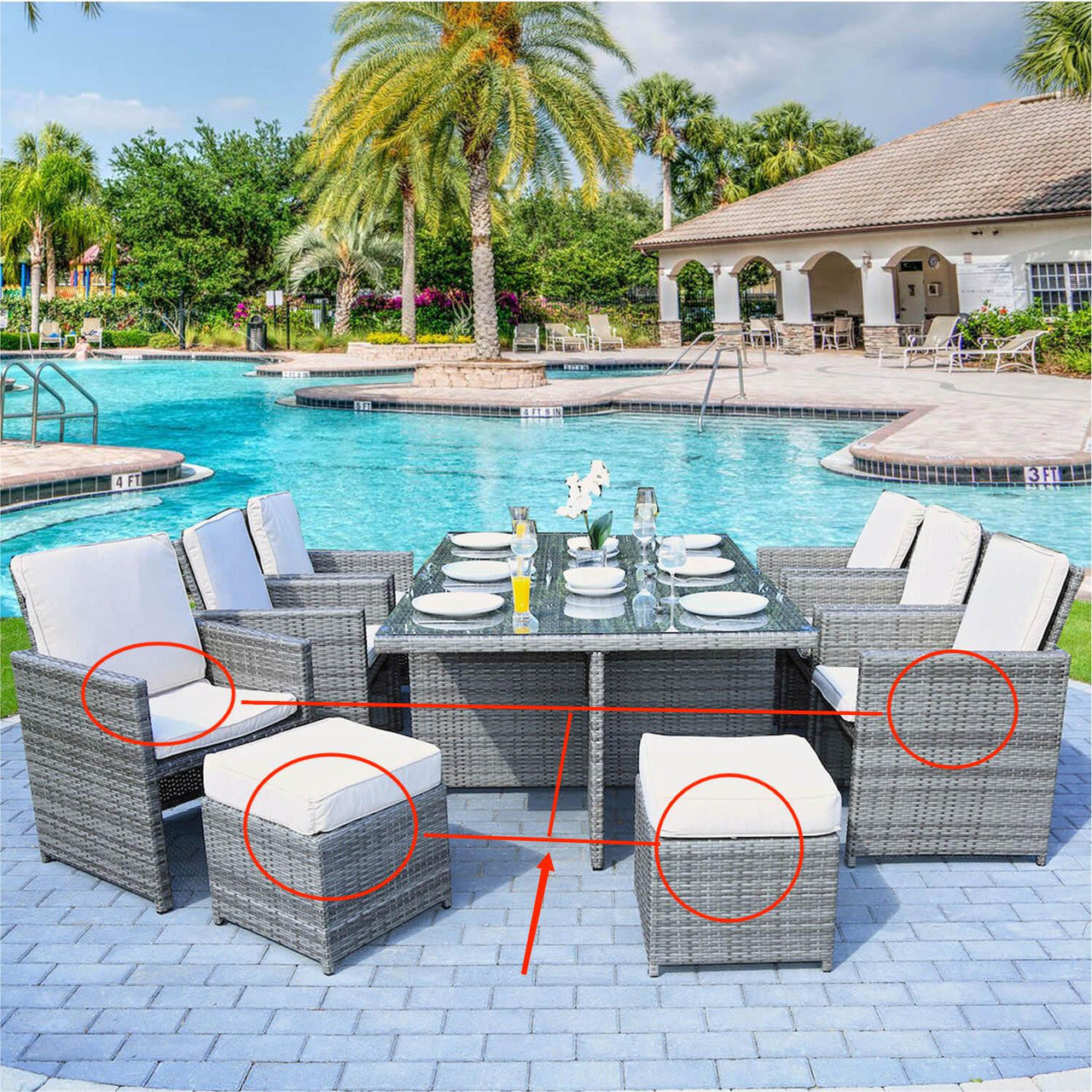 Direct Wicker Patio Chairs Set of 2 with Ottomans in Brown or Gray