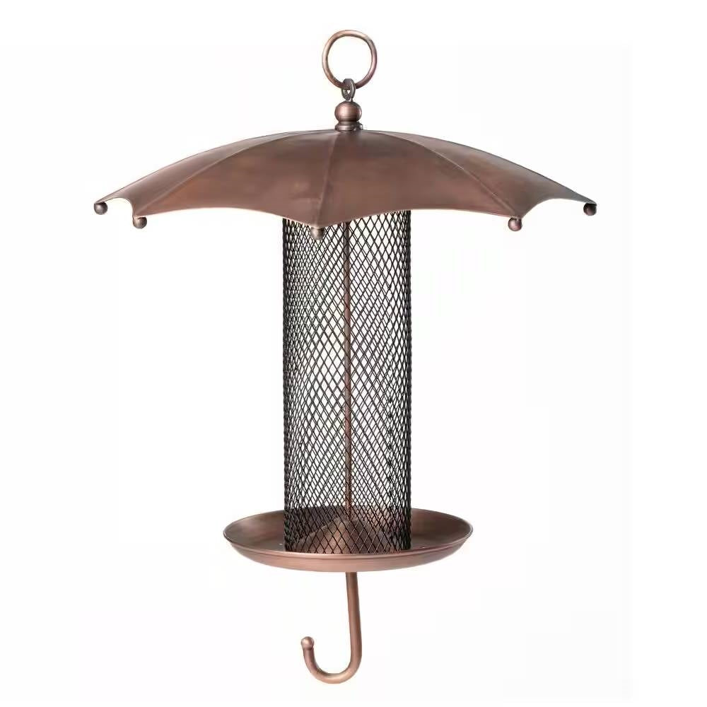 Fast Furnishings Copper Umbrella Bird Feeder with Mesh Tube Revivor - 3.5 lbs. Seed Capacity