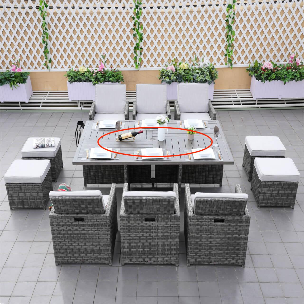 Direct Wicker Patio Dining Table for 6 Aluminum Table in Brown or Gray