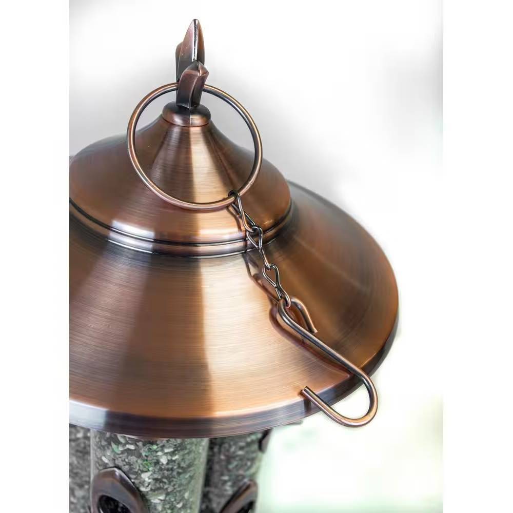 Fast Furnishings Large Copper Bird Feeder with 3 Tubes and 9 Feeding Ports