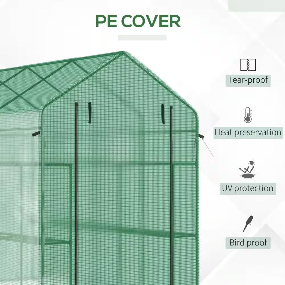 Fast Furnishings 7 ft x 4.7 ft Outdoor Greenhouse with Steel Frame and Green PE Cover