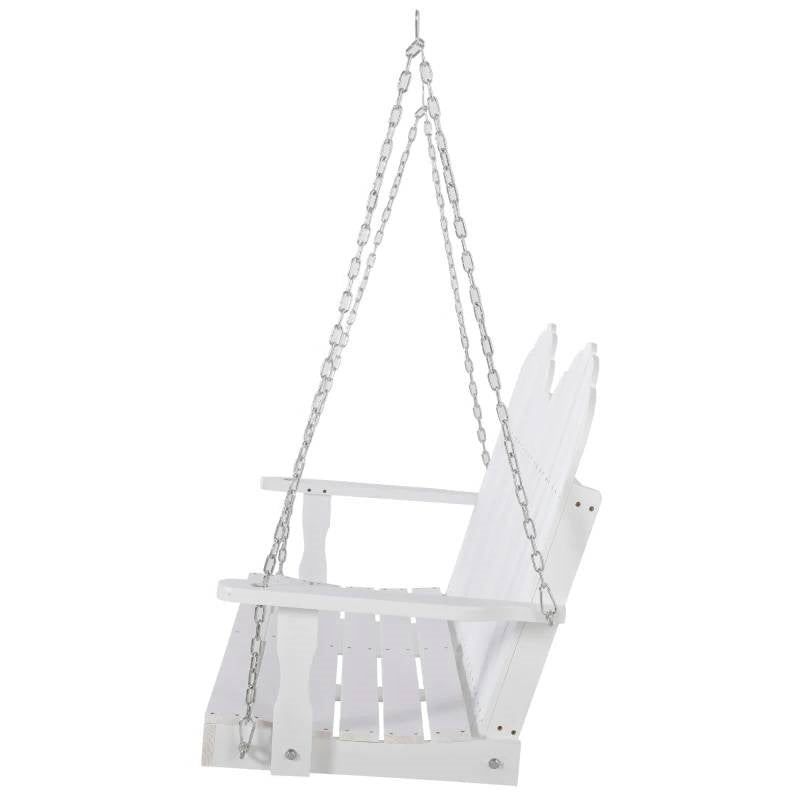 Fast Furnishings White Solid Wood 2-Seater Hanging Patio Porch Swing