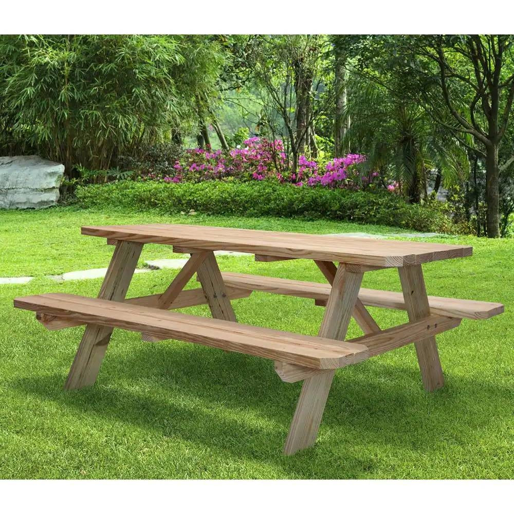 Fast Furnishings Solid Wood Outdoor Picnic Table with Benches Patio Garden Dining Set