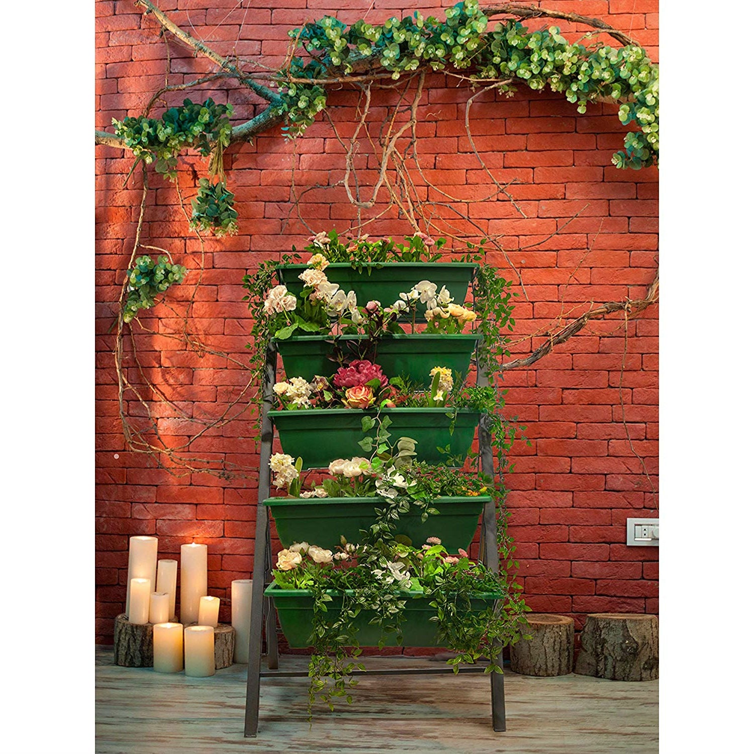 Fast Furnishings 4 FT 5 Tier Green Vertical Garden Indoor/Outdoor Elevated Planter