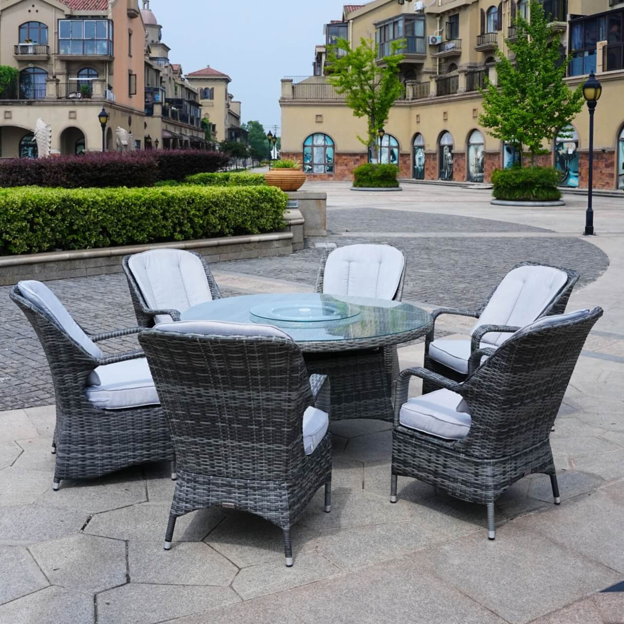 Direct Wicker Patio 7-Pieces Brown Wicker Dining Set with Round Table PAD-1711 Set