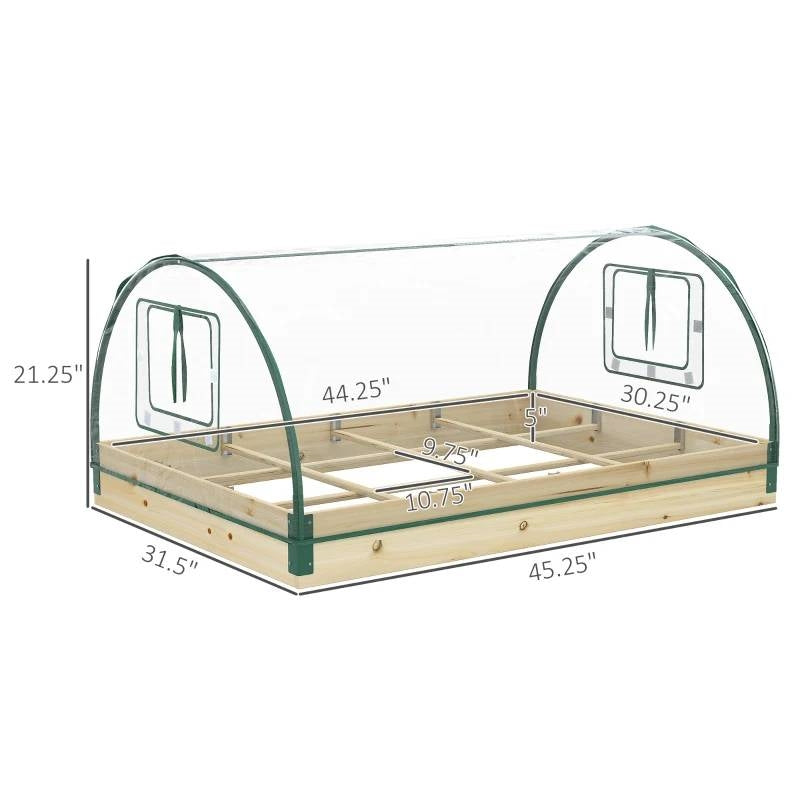 Fast Furnishings Mini Raised Garden Bed Planter Box Greenhouse Combo with Clear PVC Cover