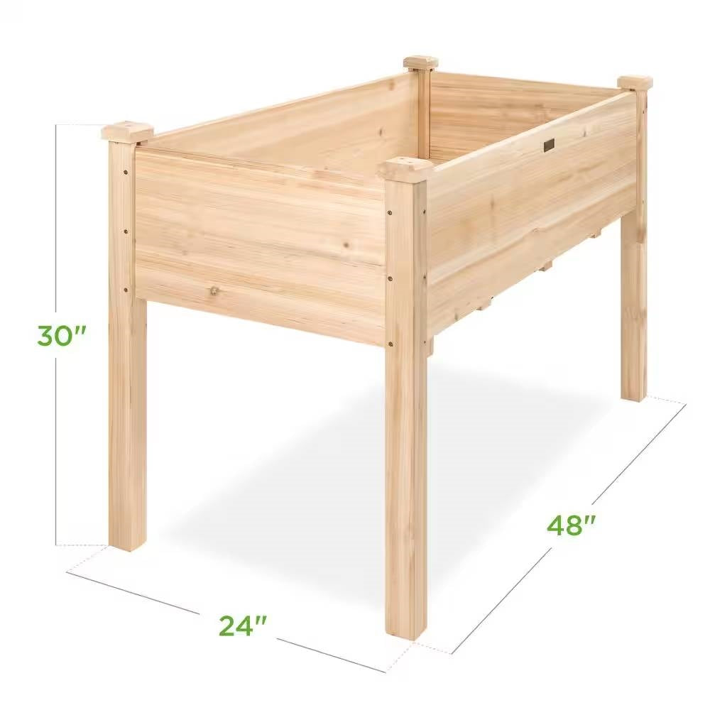 Fast Furnishings Outdoor 4-ft x 2-ft Fir Wood Raised Garden Bed Planter Box