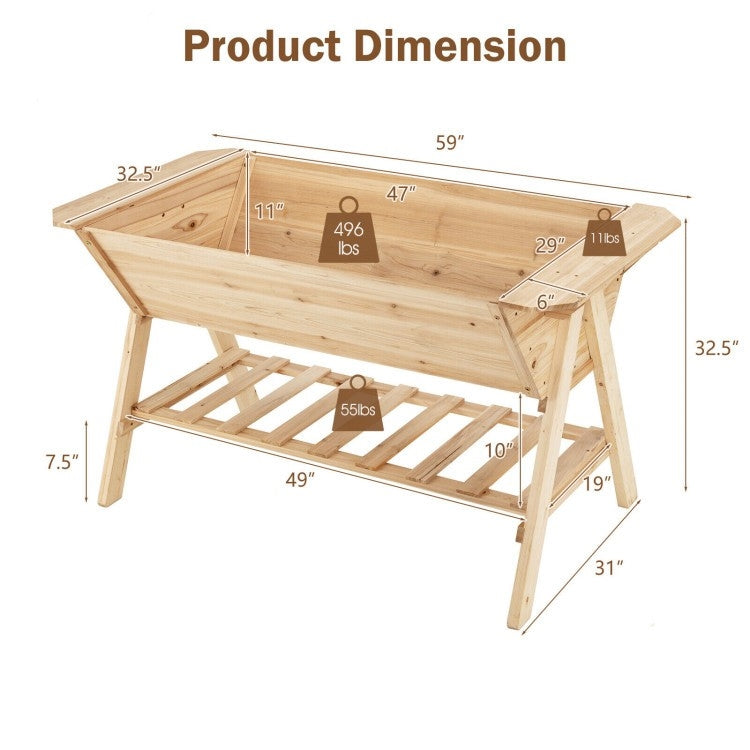 Fast Furnishings Farmhouse 2 Tier Large Outdoor Natural Wooden 5-ft Raised Garden Bed Planter Box