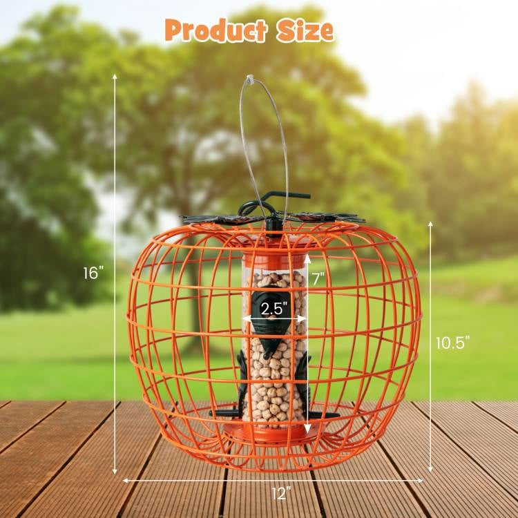 Fast Furnishings Outdoor Squirrel Resistant Orange Metal Mesh Small Bird Feeder