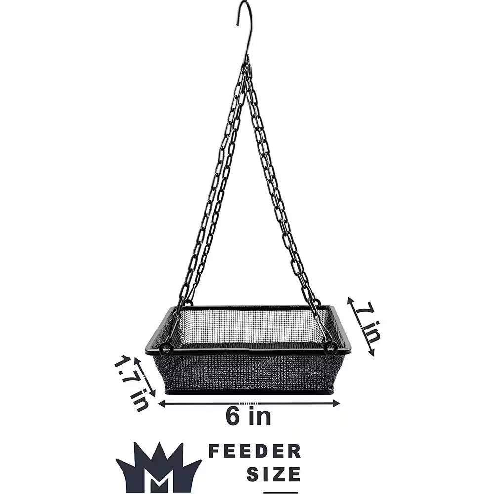 Fast Furnishings Heavy Duty Black Iron Mesh Bird Feeder Seed Tray with Easy to Hang Chain