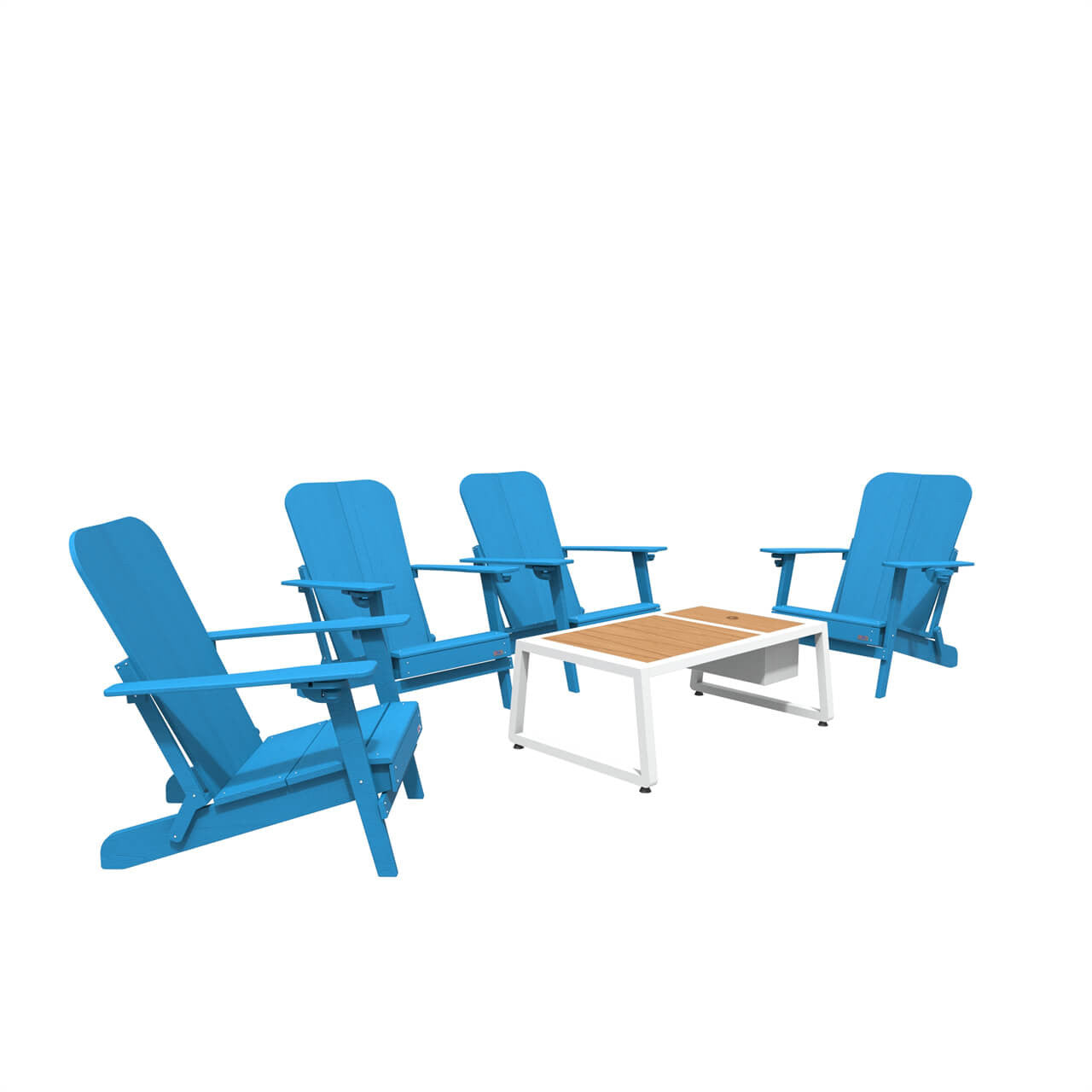 Direct Wicker  Four Frog chairs in dismantled HDPE board with a white coffee table  PAC-011X4+2101wh