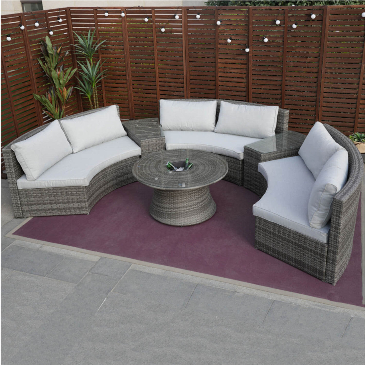 Direct Wicker's Outdoor Furniture Half-Moon Wicker Sofa Set with Coffee Table