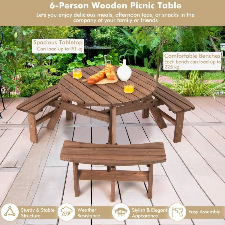 Fast Furnishings Solid Cedar Wood Outdoor Picnic Table with 3 Benches Patio Garden Dining Set