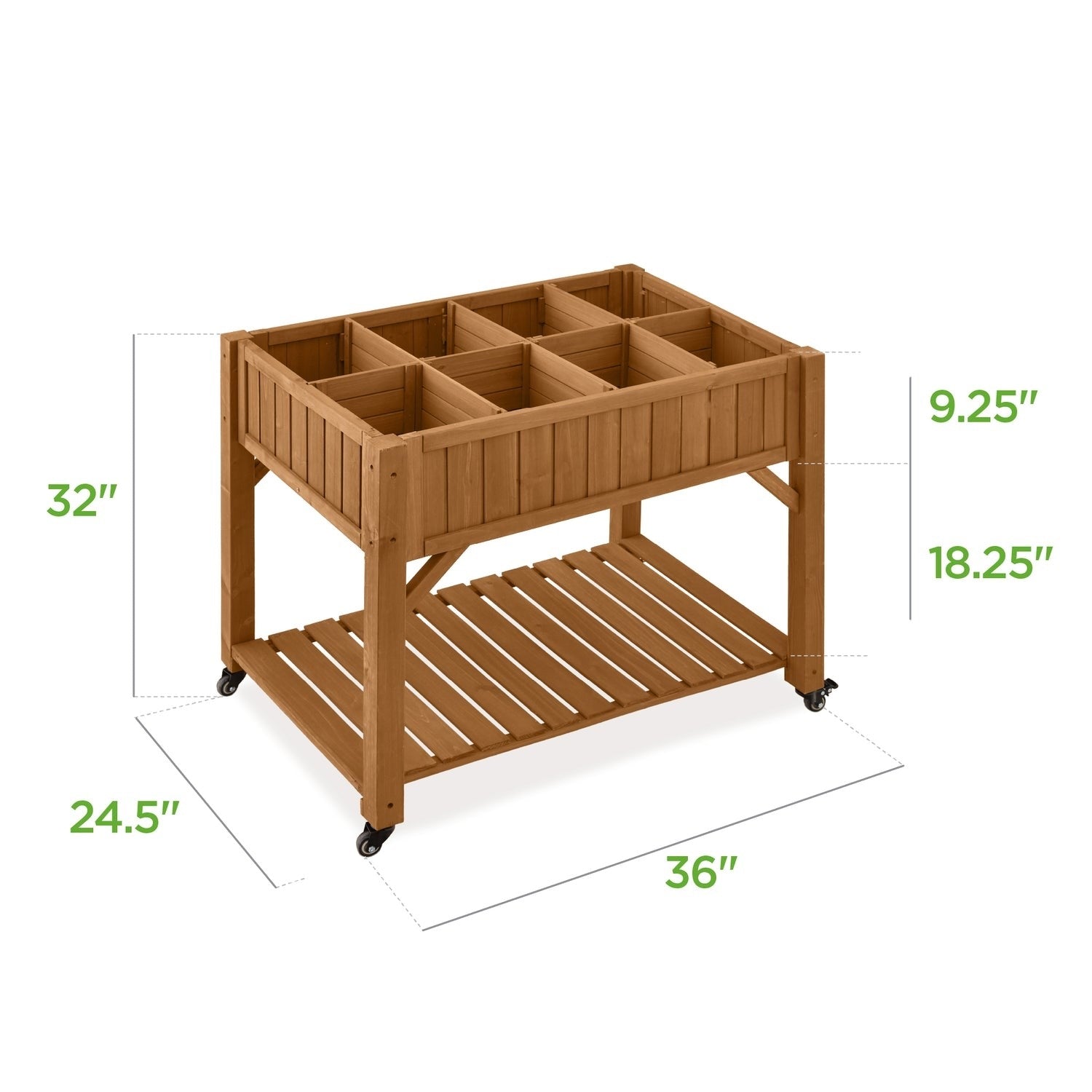 Fast Furnishings Outdoor Elevated Raised Garden Bed Planter Box with Locking Wheels