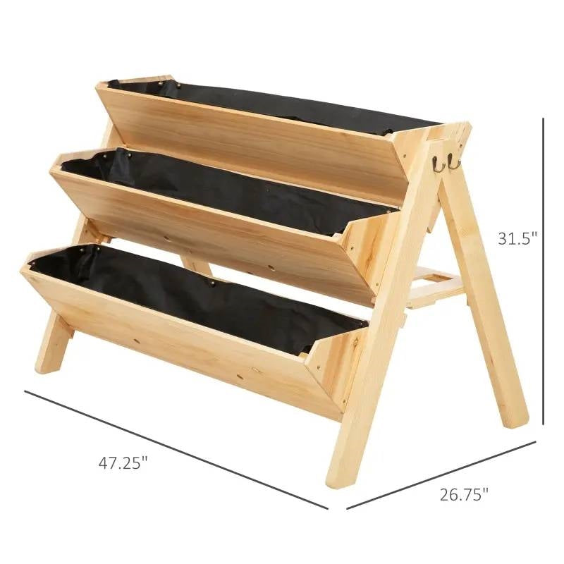 Fast Furnishings 3-Tier A Frame Fir Wood 3 Elevated Planter Box Raised Garden Bed