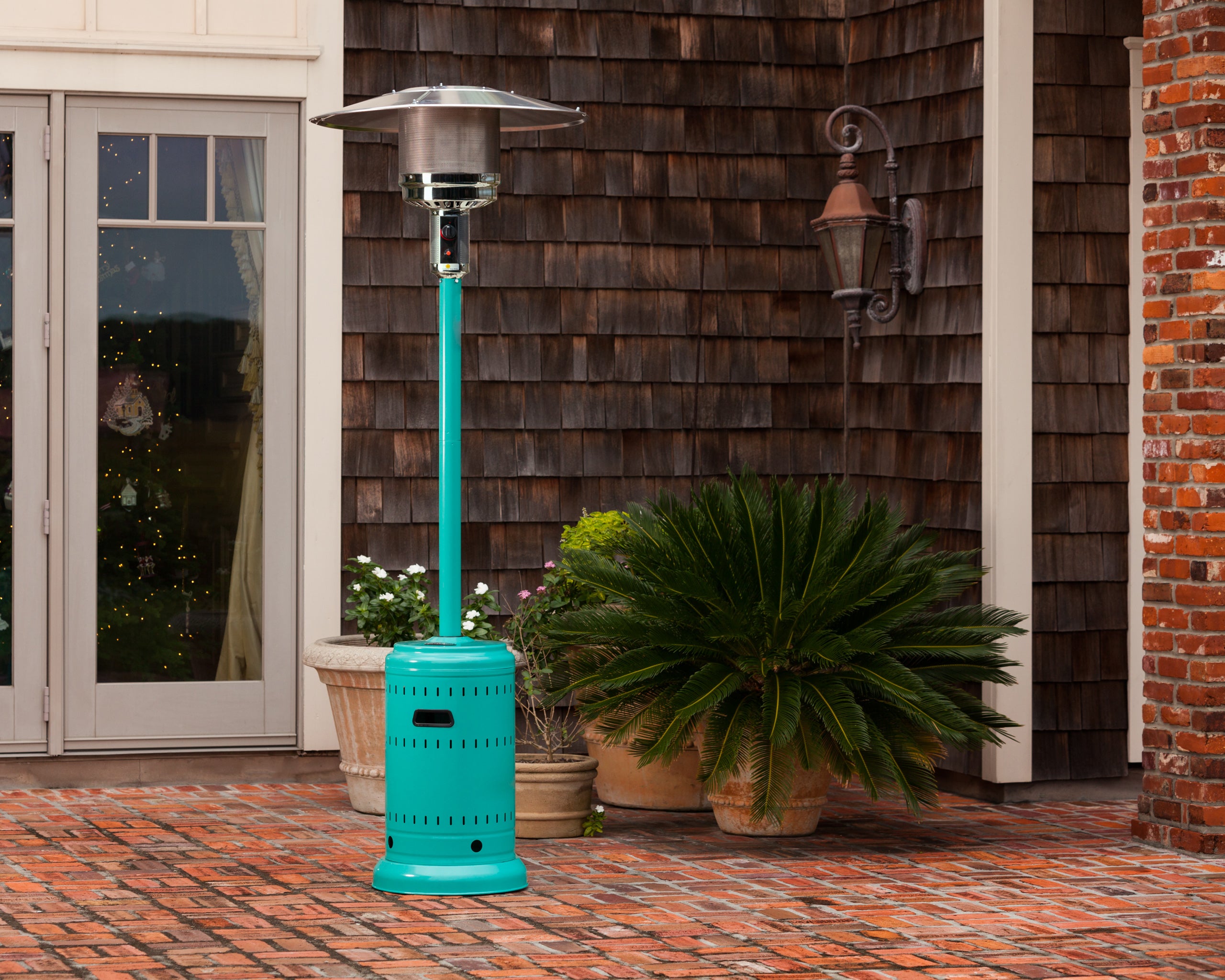 Well Traveled Living Aqua Blue Powder Coated Patio Heater