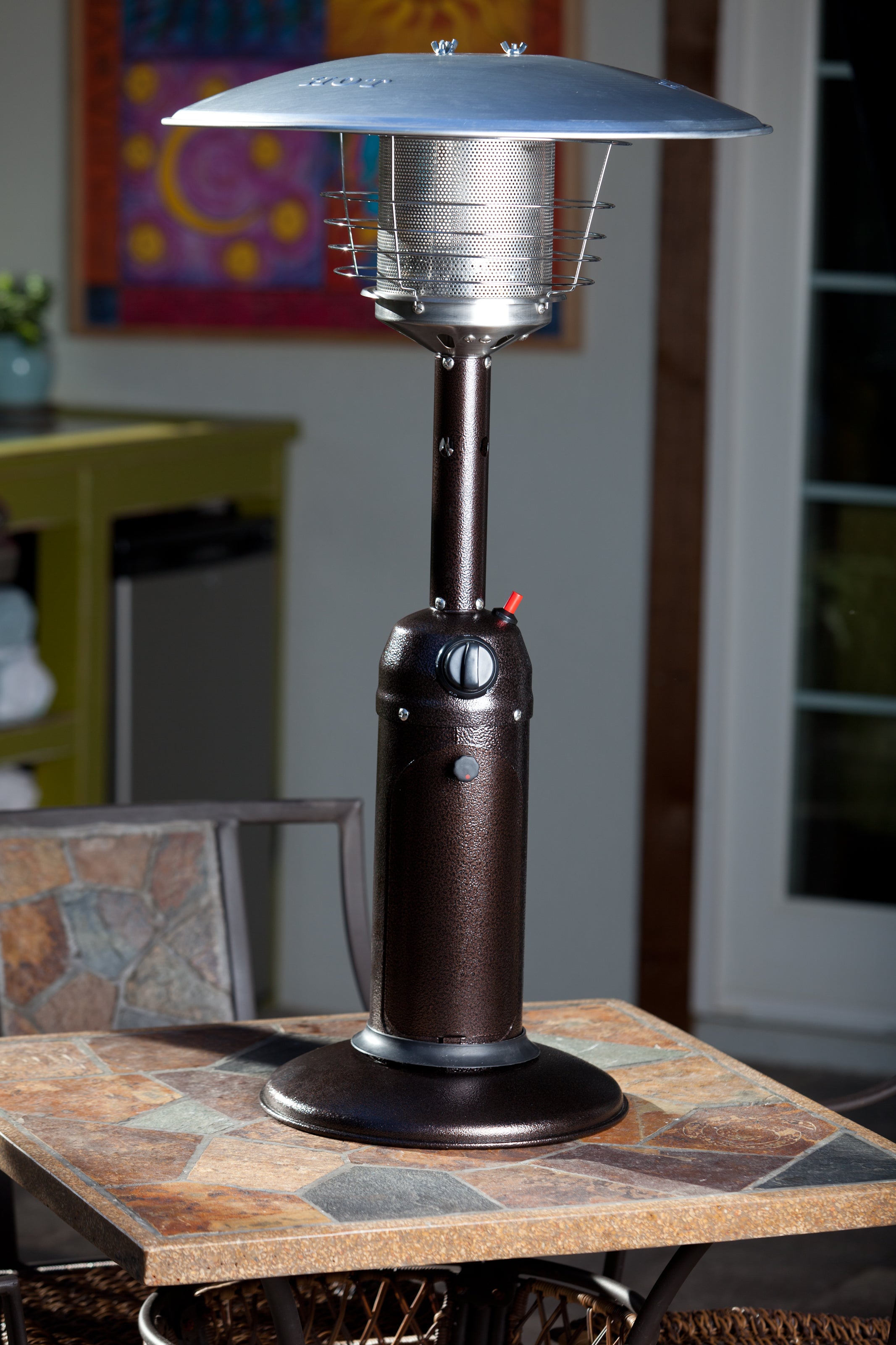 Well Traveled Living Hammered Bronze Finish Table Top Patio Heater