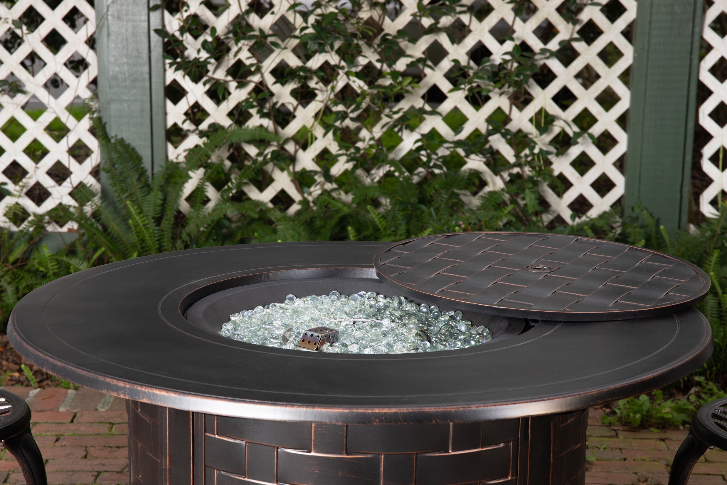 Well Traveled Living Perissa Woven Round Aluminum LPG Fire Pit