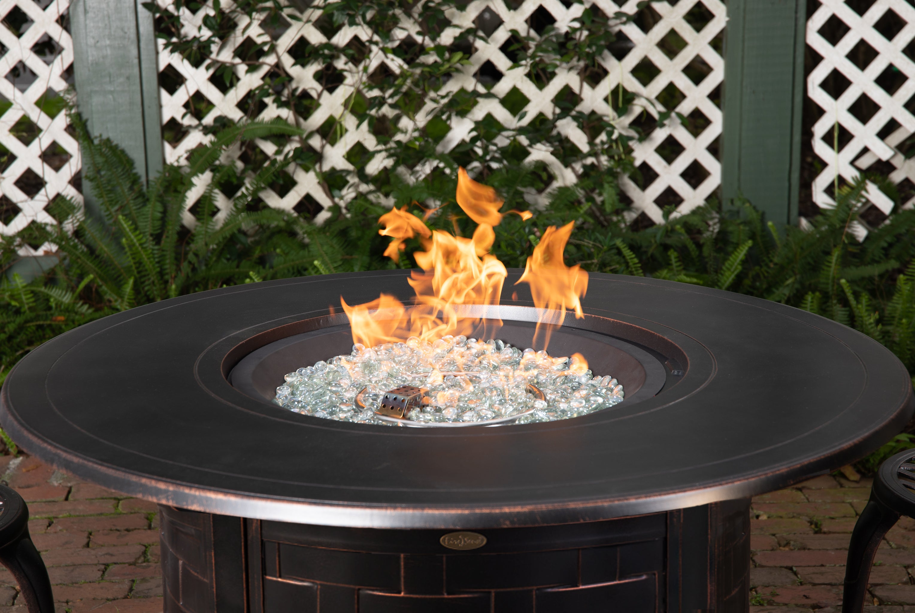 Well Traveled Living Perissa Woven Round Aluminum LPG Fire Pit