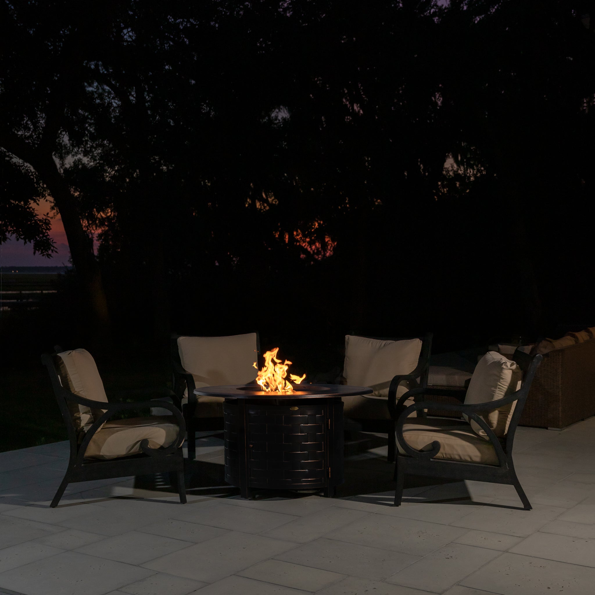 Well Traveled Living Perissa Woven Round Aluminum LPG Fire Pit