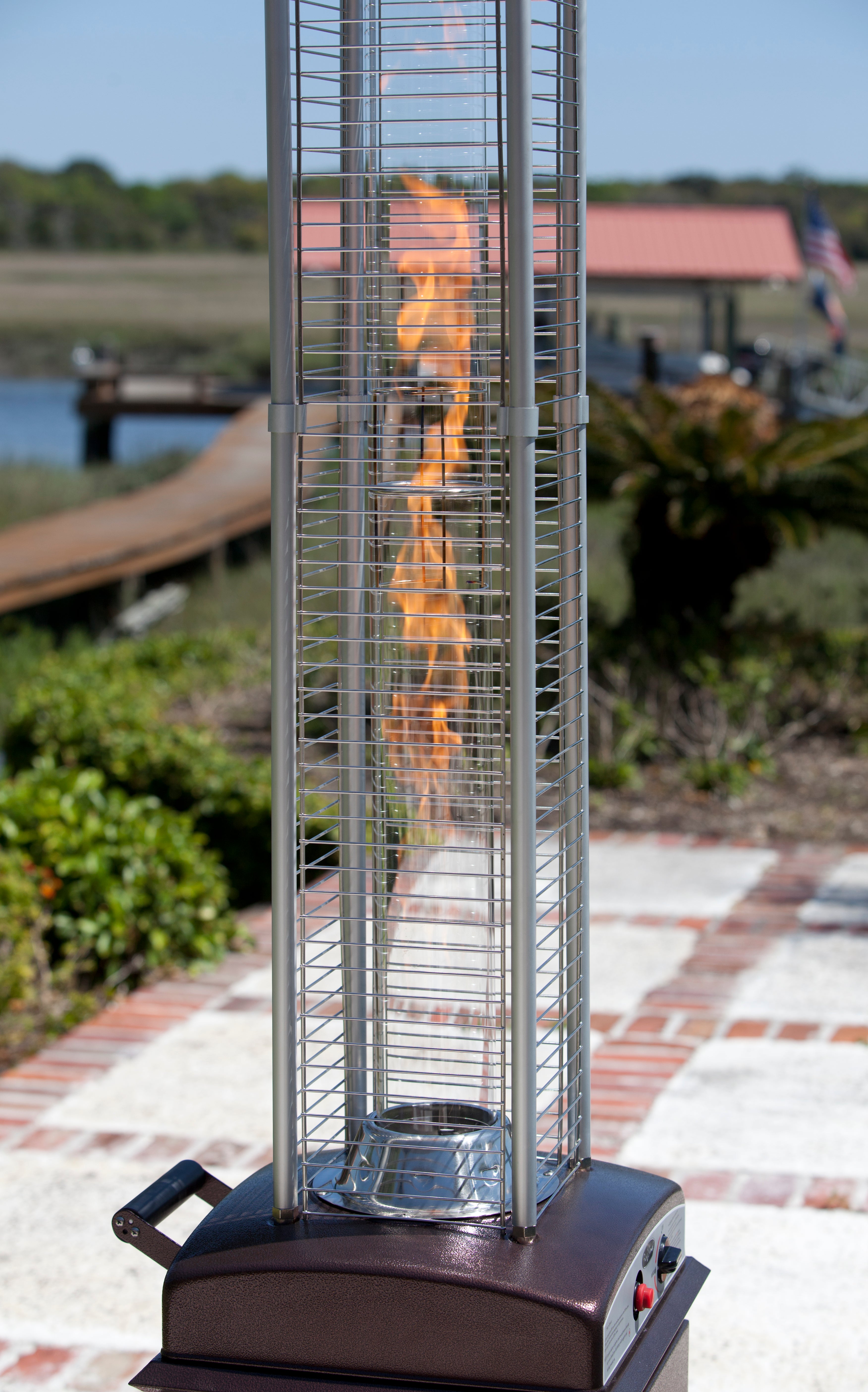 Well Traveled Living Hammered Bronze Finish Square Flame Patio Heater