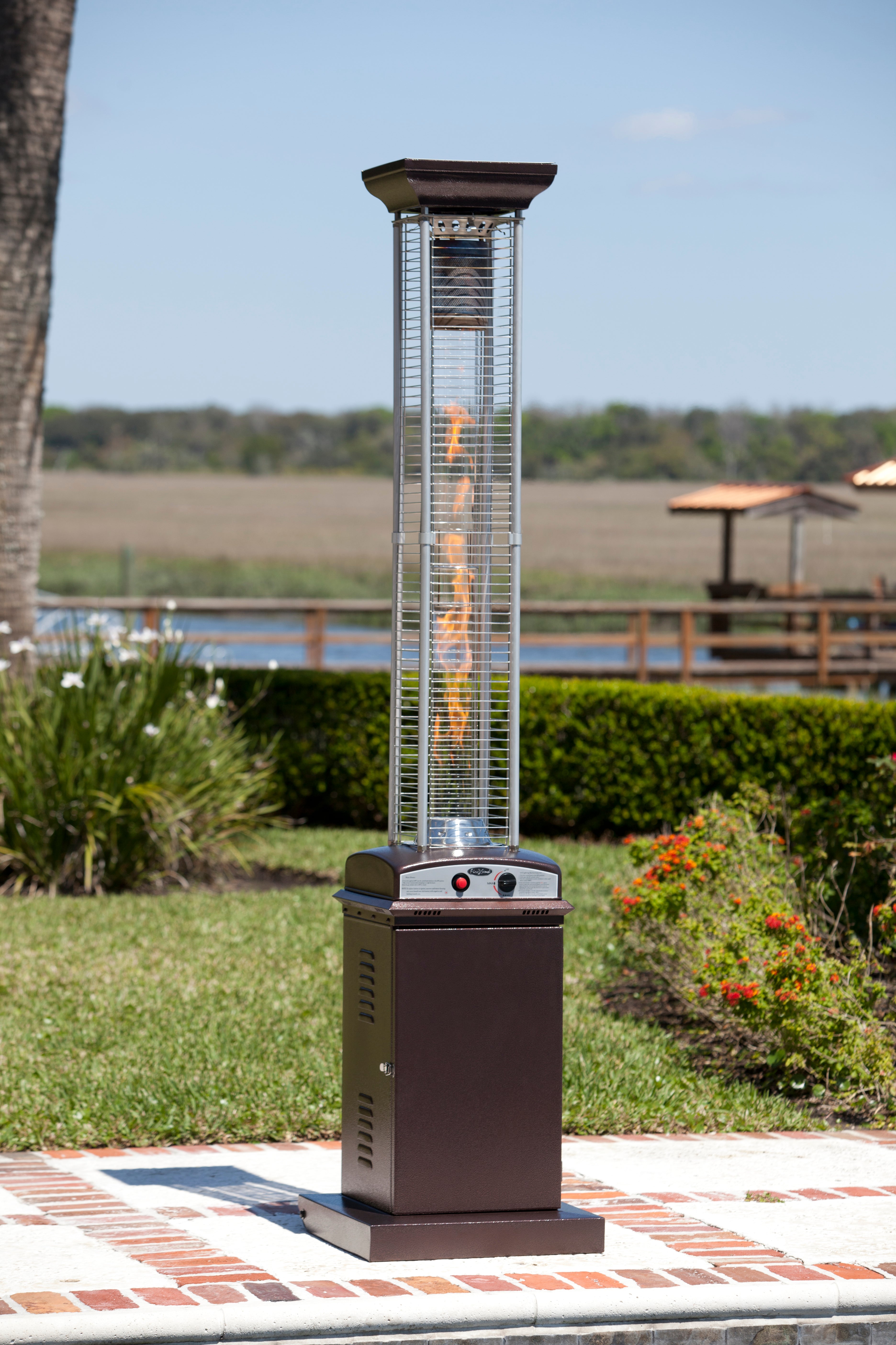 Well Traveled Living Hammered Bronze Finish Square Flame Patio Heater