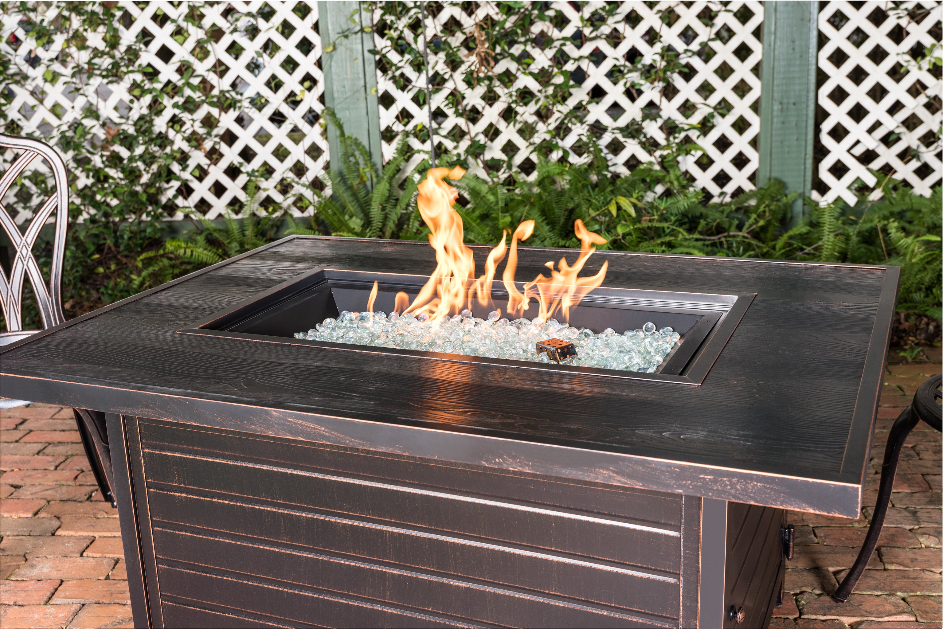 Well Traveled Living Sawyer Brushed Bronze Rectangle Aluminum LPG Fire Pit