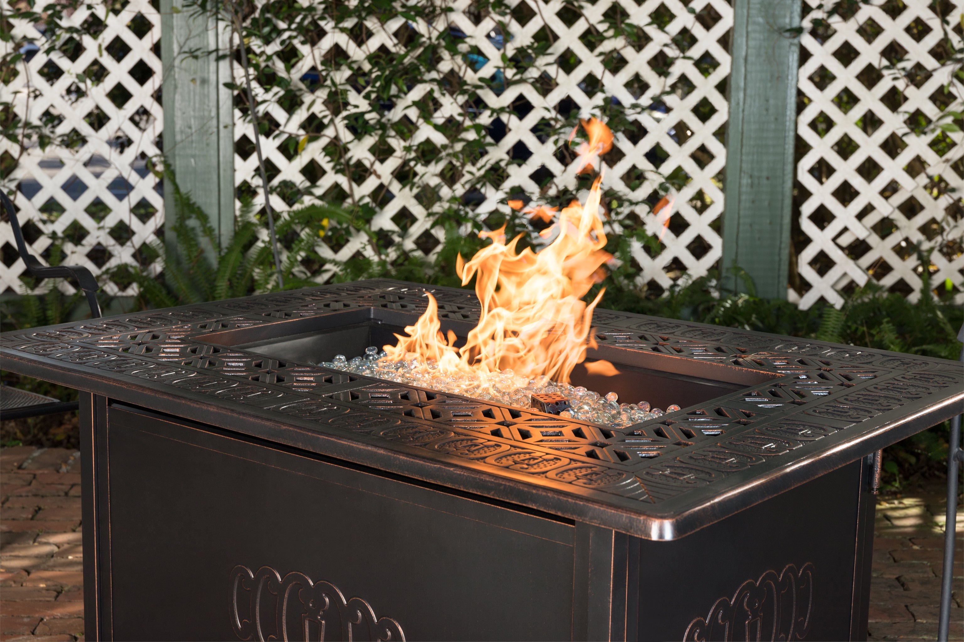 Well Traveled Living Dynasty Rectangle Aluminum LPG Fire Pit