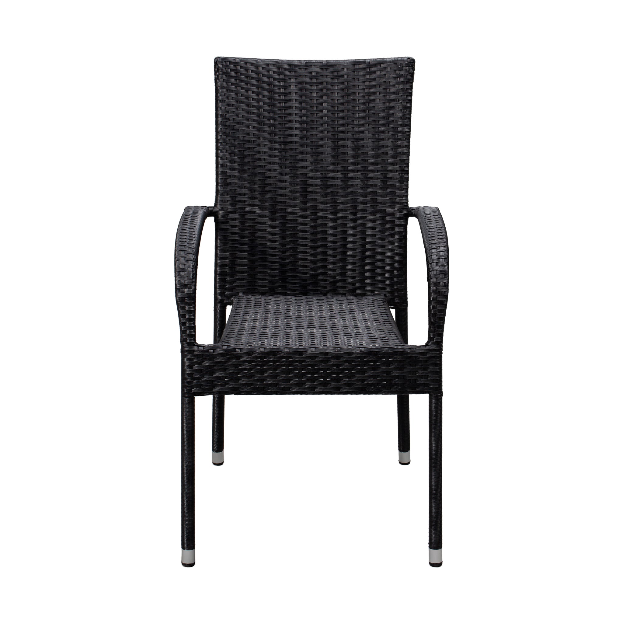 Well Traveled Living Morgan Outdoor Wicker Chair - Black - Set of 4