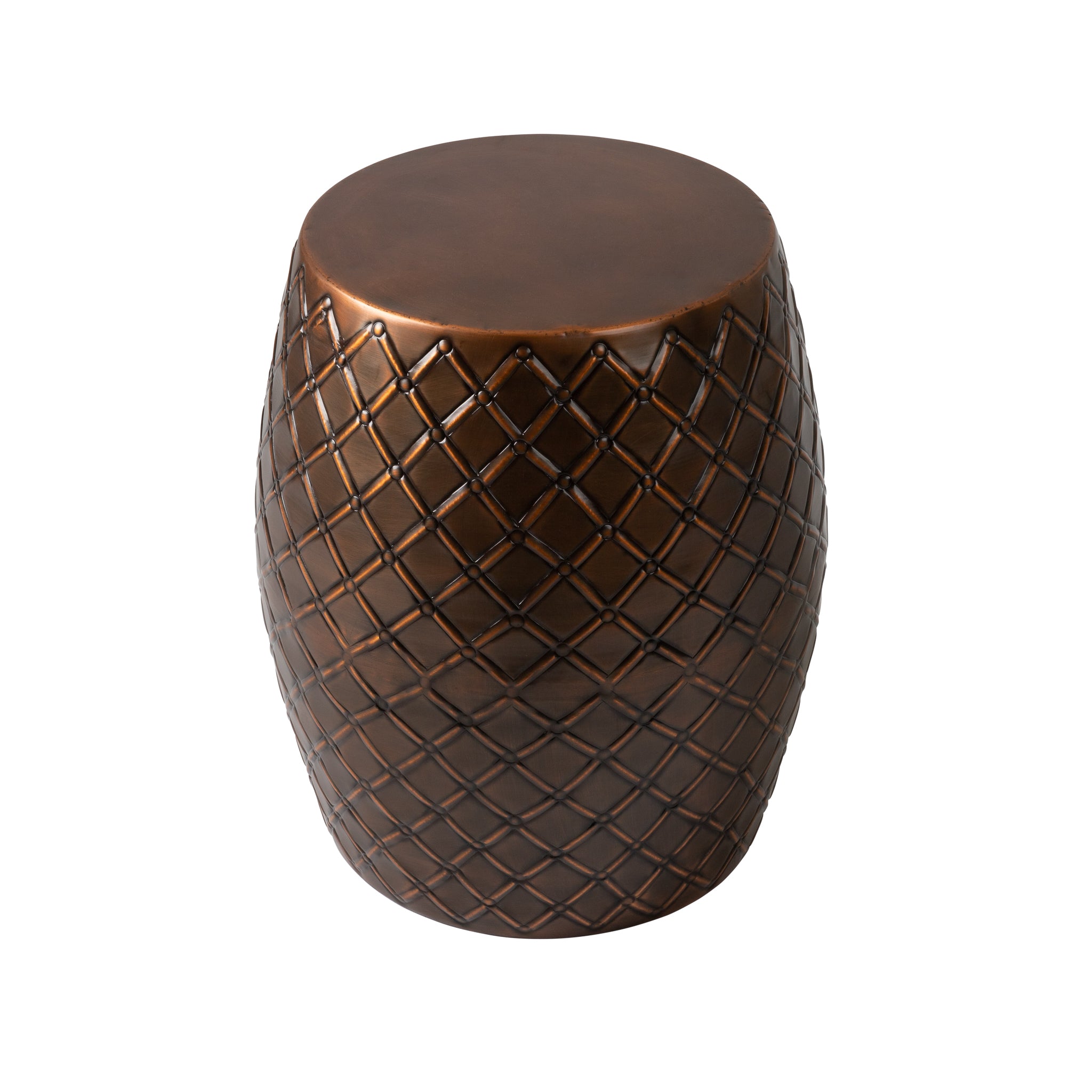 Well Traveled Living Braga Metal Stool-Table-Container in Copper Finish