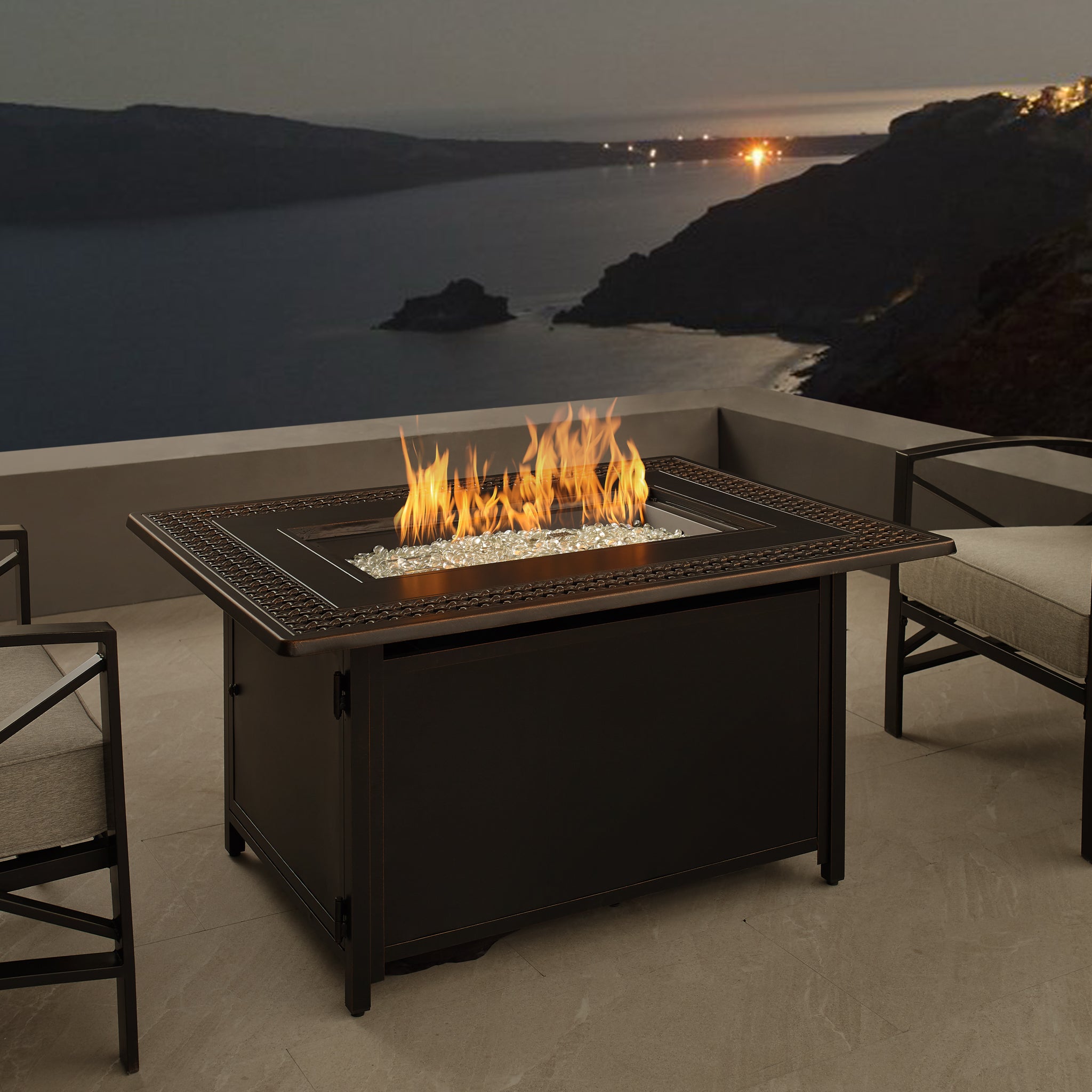 Well Traveled Living Perkins Rectangular Aluminum LPG/NG Fire Pit