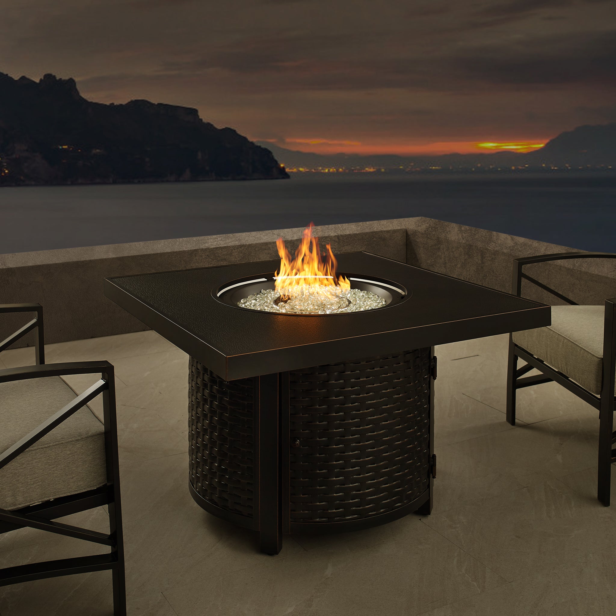 Well Traveled Living Dalton Square Aluminum Gas Fire Pit Table