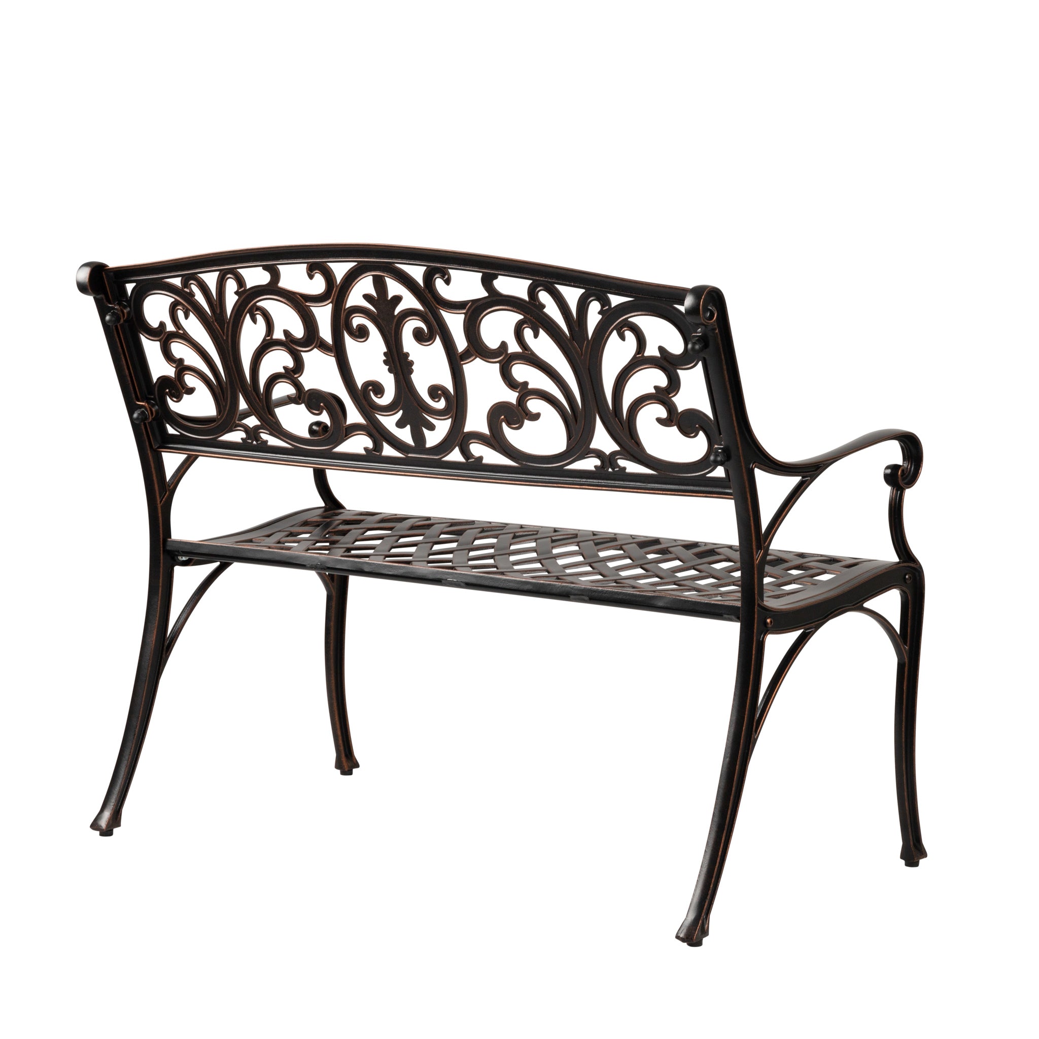 Well Traveled Living Decatur Aluminum Patio Bench in Antique Bronze