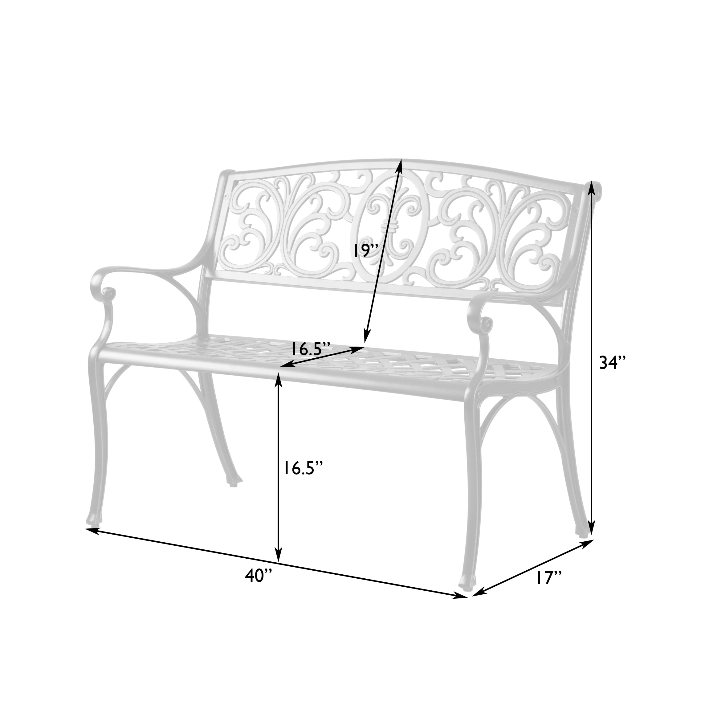 Well Traveled Living Decatur Aluminum Patio Bench in Antique Bronze